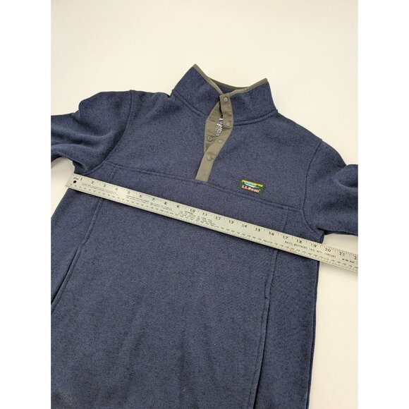 LL Bean Sweater Men's Small Navy Snap Button Fleece‎ Pullover Jacket 298050 - Picture 4 of 7